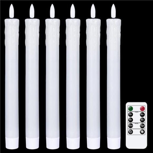 Drip Wax Flameless Taper Candles Flickering with 10-Key Remote, Battery Operated - Picture 1 of 5
